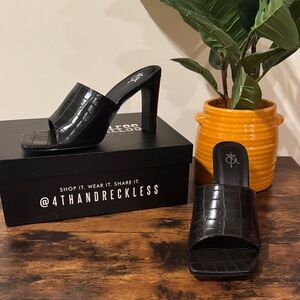 Black Croc-Embossed Heels